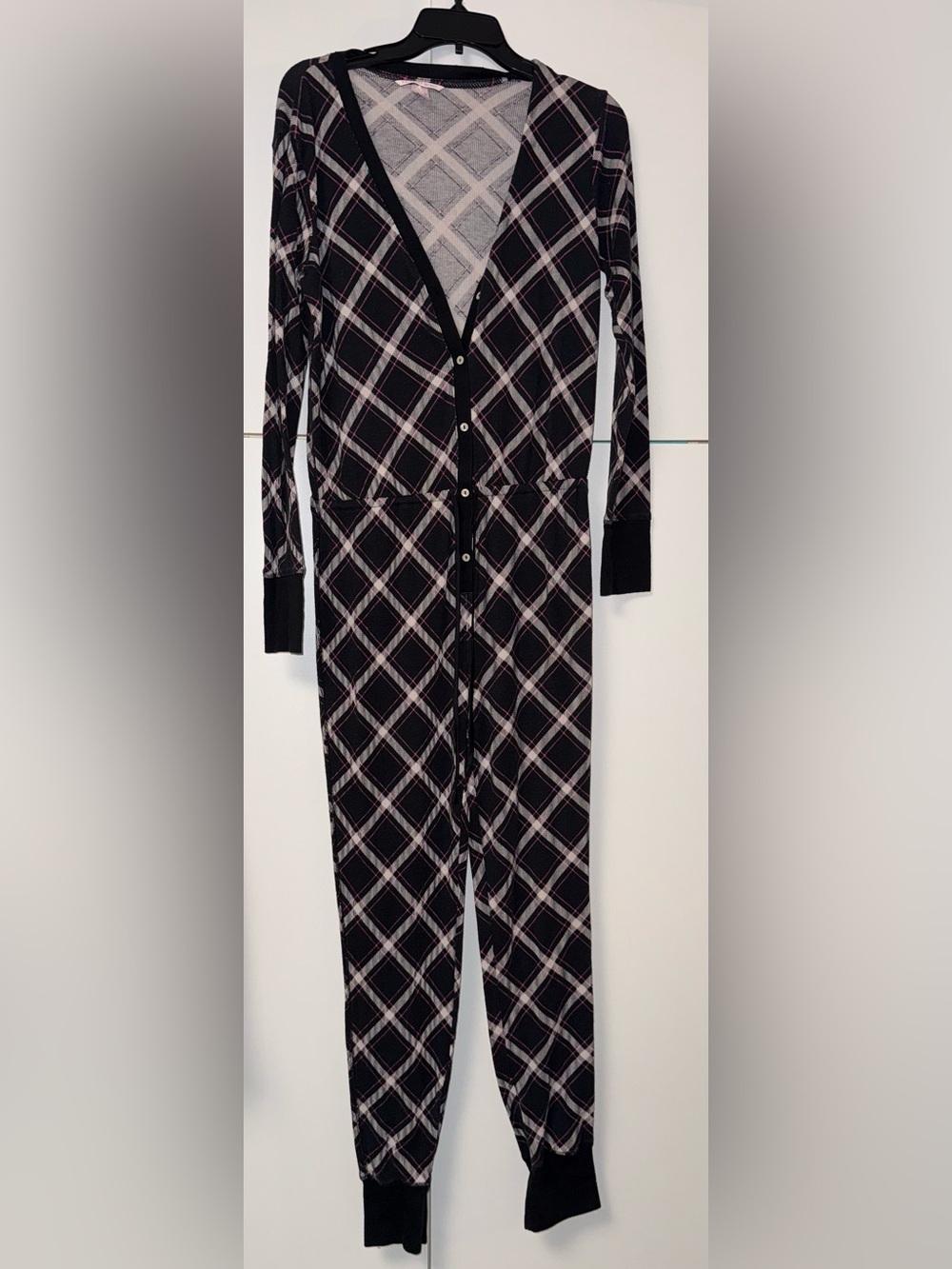 Victoria’s Secret women’s Plaid Button-Front Women's cotton pajama Jumpsuit Sz M